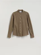 Koszule męskie - Reserved - Koszula super slim z bawełny egipskiej - ciemnozielony - miniaturka - grafika 1