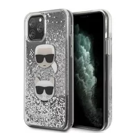 Etui i futerały do telefonów - Karl Lagerfeld Etui Glitter Karl & Choupette iPhone 11 Pro, srebrne - miniaturka - grafika 1