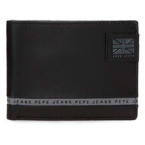 Pepe Jeans Pasek poziomy portfel z portmonetką czarny 11x8x1 cm Skóra by Joumma Bags, Czarny (Black), Talla única, Poziomy portfel z portfelem