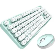 Zestawy myszka + klawiatura - Bezprzewodowy zestaw klawiatura + myszka MOFII Sweet 2.4G (Biało-Zielony) - miniaturka - grafika 1