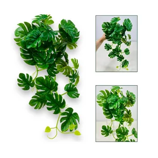 GIRLANDA Z LIŚĆMI MONSTERY, BUKIET LIŚCI MONSTERA 45 CM KOLOR ZIELONY - Sztuczne kwiaty - miniaturka - grafika 1