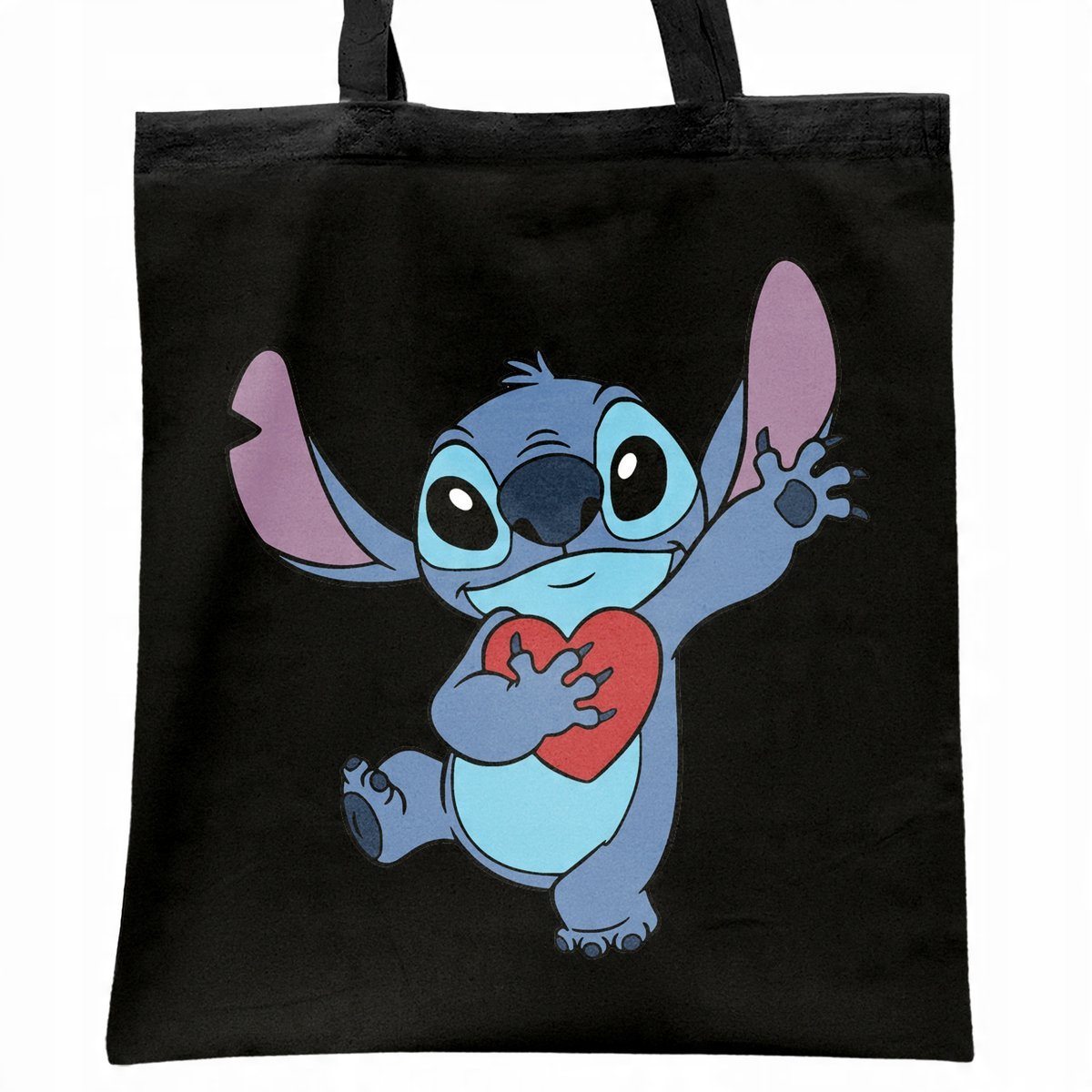 Torba bawełniana czarna na zakupy Stitch Lilo i Stich Dla Fanów