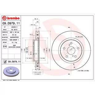 Tarcza hamulcowa BREMBO 09.D979.11 - Tarcze hamulcowe - miniaturka - grafika 1