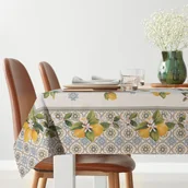 Obrusy i serwetki - Obrus dekoracyjny gobelin 140x180 Eurofirany naturalny naturalny żółty niebieski cytryny kwiaty - miniaturka - grafika 1