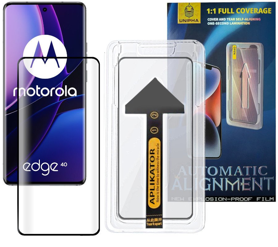 Szkło hartowane z ramką do montażu szybka EASY FIT do Motorola Edge 40 5G