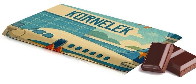 Czekolada personalizowana z imieniem - motyw samolotu i podróży