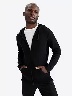 DeFacto Kardigan normalny krój dla mężczyzn kardigan na topy męski (czarny, 3XL), czarny, 3XL - Swetry męskie - miniaturka - grafika 1
