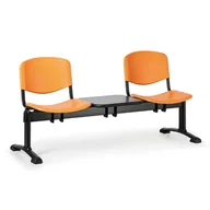 Inne meble biurowe - Euroseat Plastikowa ławka ISO, 2-siedziska + stolik, czarne nogi 300214 - miniaturka - grafika 1