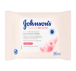 Johnson's Make-up Be Gone odświeżające chusteczki do demakijażu twarzy 5w1 Normal Skin 25szt - Chusteczki do demakijażu - miniaturka - grafika 1
