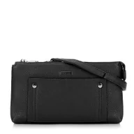Torebki damskie - Damska crossbody dwukomorowa z kieszonką czarno - srebrna - miniaturka - grafika 1