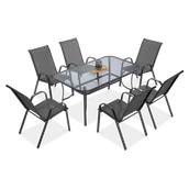Meble ogrodowe - Zestaw Mebli Ogrodowych Bologna 150/6 Light Grey - miniaturka - grafika 1