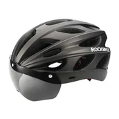 Kaski rowerowe - Kask rowerowy regulowany + okulary Rockbros TT-16 (czarny) - miniaturka - grafika 1