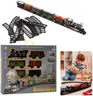 Pociągi dla dzieci - Pociąg z wagonami dla dzieci z mgiełką i dźwiękami, lokomotywa parowa z torami na baterie UNIWERSALNY - miniaturka - grafika 1