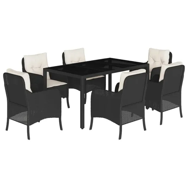 Zestaw mebli ogrodowych czarny rattan PE, stół 150x90x75 cm, krzesła 58,