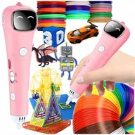 Długopisy - Długopis 3D Bezprzewodowy Dla Dzieci Różowy 105m Wkłady +szablony Mata - miniaturka - grafika 1