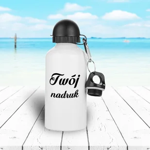 Bidon metalowy biały 500 ml z Twoim nadrukiem /dwie nakrętki/ - Butelki termiczne - miniaturka - grafika 1