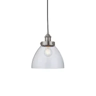 Lampy sufitowe - Srebrna wisząca lampa Hansen z kloszem ze szkła - miniaturka - grafika 1