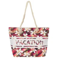 Torebki damskie - Torba plażowa duża VACATION czerwona na zamek - miniaturka - grafika 1