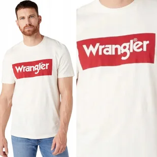 Wrangler LOGO TEE Off White BIAŁY T-SHIRT Z LOGO REGULAR FIT S - Koszulki męskie - miniaturka - grafika 1