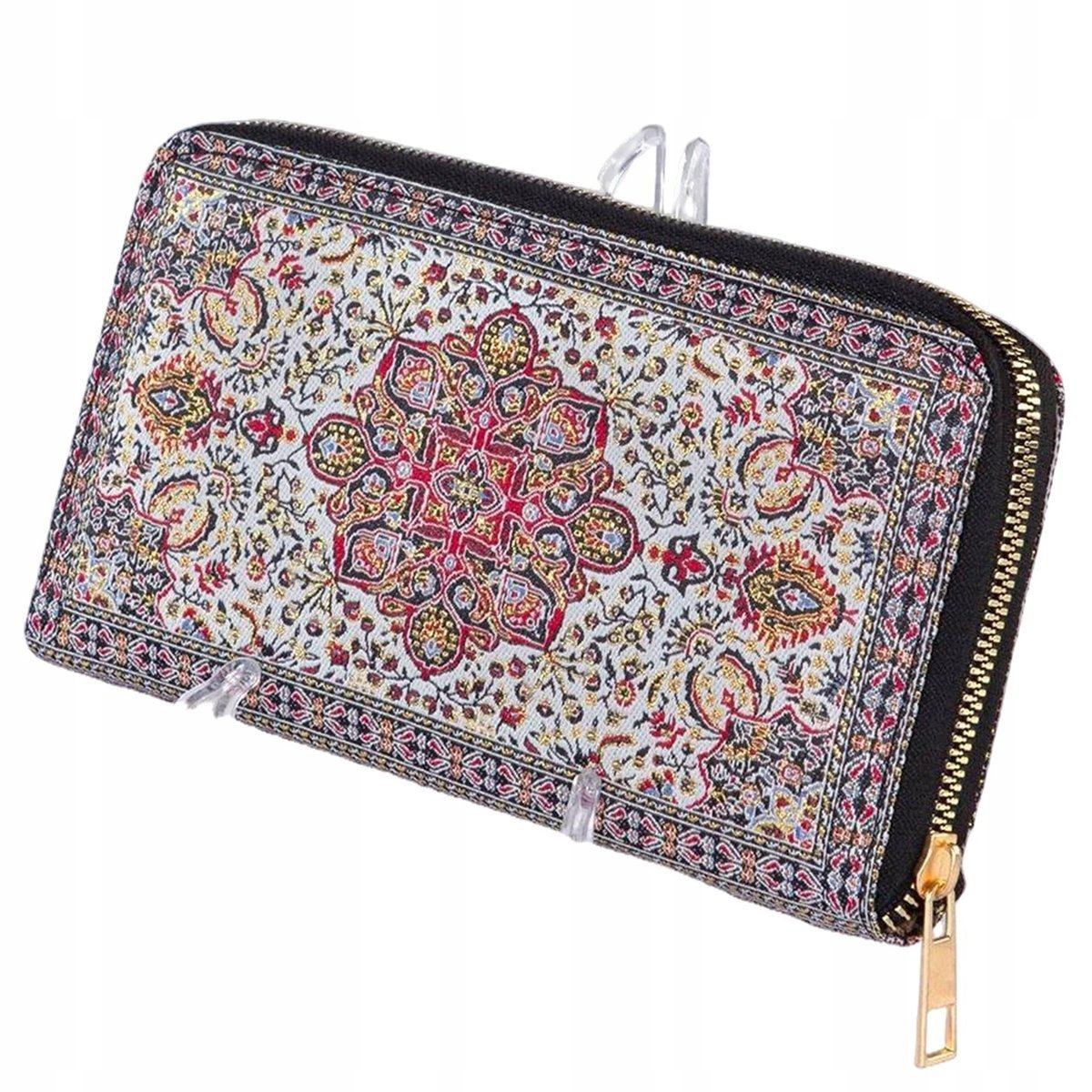 Portfel Damski Duży Tkany Pojemny Orientalny Wzór Na Zamek Elegancki Piękny