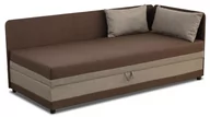 Łóżka - Tapczan łóżko jednoosobowe z pojemnikiem Hirek 80x180 Brązowe/Beżowe - miniaturka - grafika 1