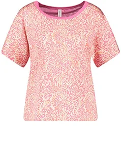 Gerry Weber Damska koszulka z krótkim rękawem z rozcięciami po bokach na pół rękawa, koszulka z krótkim rękawem 1/2, liliowy/różowy/czerwony/pomarańczowy nadruk, 40 - Koszulki i topy damskie - miniaturka - grafika 1