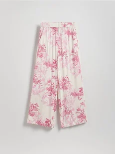 Reserved - Wzorzyste spodnie z wiskozy - różowy - Spodnie damskie - miniaturka - grafika 1