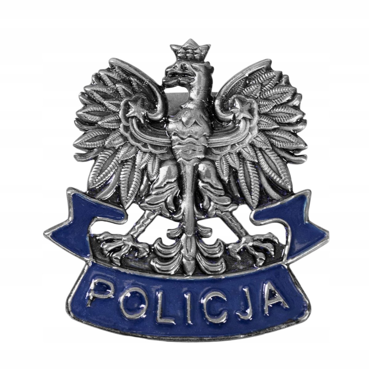 Orzeł Metalowy Napis Policja na Czapkę Gabardynową Emblemat Galowy KGP