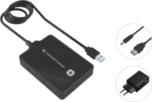 HUB USB Conceptronic HUBBIES11BP Czarny - Huby USB - miniaturka - grafika 1