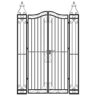 Brama ogrodowa, czarna, 121x8x180 cm, kute żelazo Lumarko! - Ogrodzenia - miniaturka - grafika 4