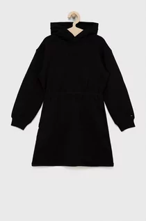 Sukienki - Tommy Hilfiger sukienka bawełniana dziecięca kolor czarny mini rozkloszowana - grafika 1
