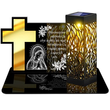 ZNICZ SOLARNY LED WIECZNY PODSTAWKA NA CMENTARZ GRÓB lampka Krzyż 3D