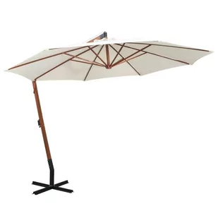 vidaXL Parasol ogrodowy wiszący, 350 cm, drewniany, biały - Parasole ogrodowe - miniaturka - grafika 1