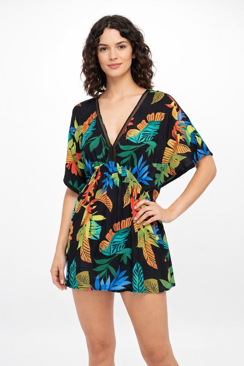 DESIGUAL KOLOROWE PAREO PLAŻOWE Z WIĄZANIEM NA PLECACH XL 1I3B
