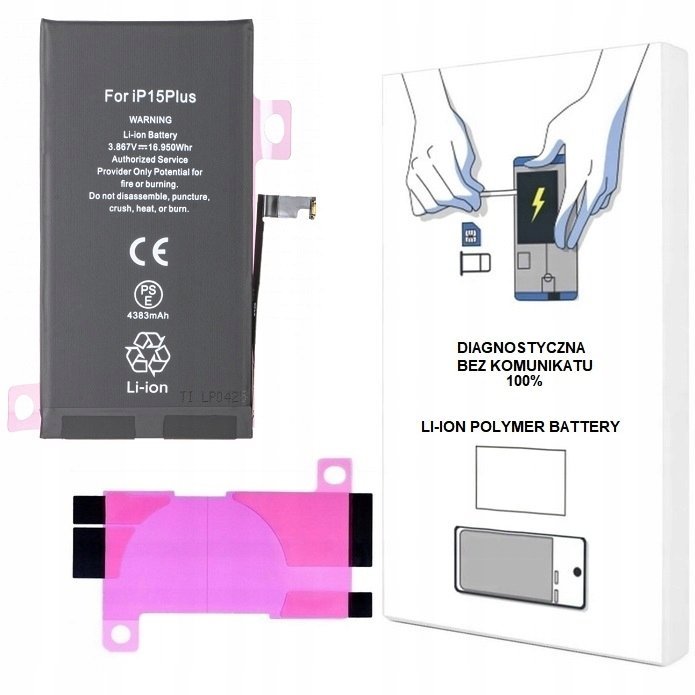 BATERIA DO iPHONE 15 PLUS 4383 mAh DIAGNOSTYCZNA BEZ KOMUNIKATU ŚWIEŻA 100%