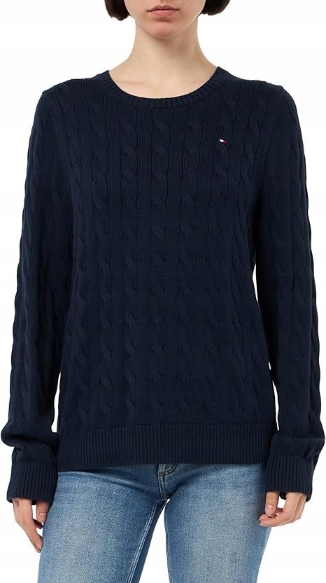 TOMMY HILFIGER GRANATOWY SWETER DAMSKI Z WARKOCZOWYM WZOREM 50 16FA