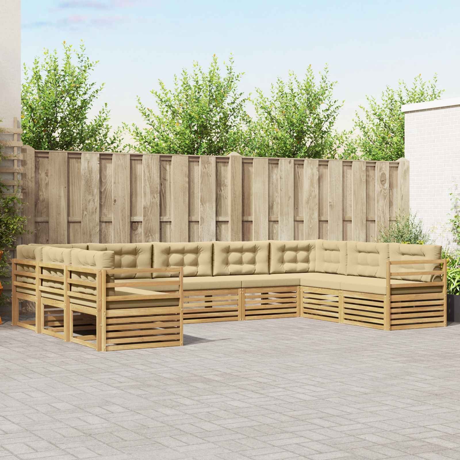 vidaXL Zestaw sof na zewnątrz 9 pcs Biały i Beżowy 404 x 245,5 x 73 cm