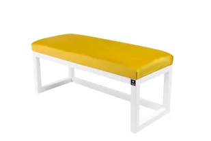 Ławka na buty LPG-2 105cm EMRAWOOD drewno lite kolor biały siedzisko gładkie kolor żółty - Ławki do przedpokoju - miniaturka - grafika 1