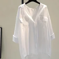 Koszule damskie - TEMU Koszula damska z kieszeniami - lekka, oddychająca poliestrowa kurtka z kapturem na wiosnę, i jesień - casualowa odzież ochronna przed słońcem, - miniaturka - grafika 1