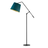 Lampy stojące - Czarna lampa podłogowa z wysięgnikiem FOYA VELUR z abażurem ze złotym wnętrzem - miniaturka - grafika 1