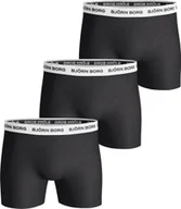 Majtki męskie - BJÖRN BORG bokserki męskie 3-pak - Spodnie, bawełna stretch, logo w pasie czarny/biały L - miniaturka - grafika 1