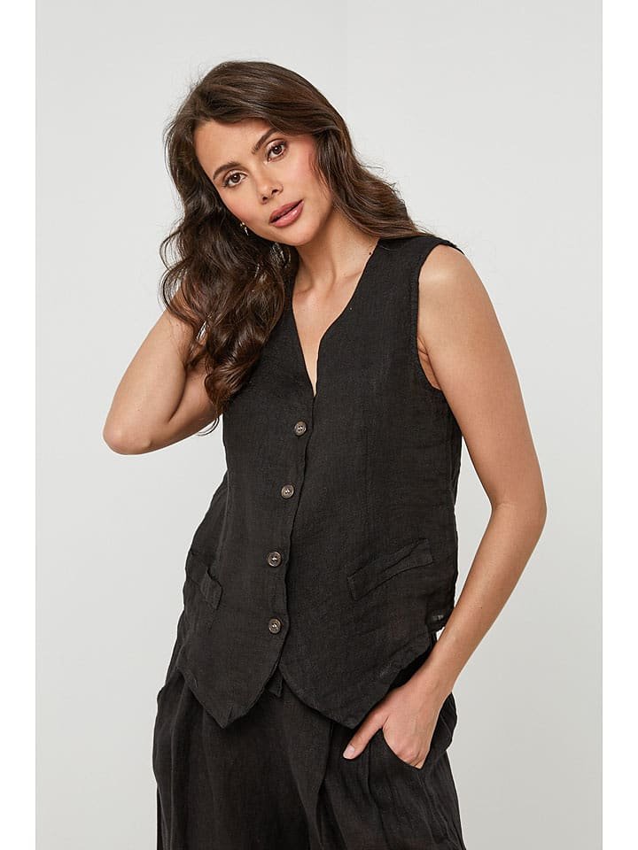 Lin Passion Lniana kamizelka w kolorze czarnym