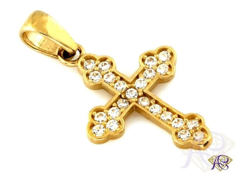 Krzyżyk złoty Au 585 z cyrkoniami