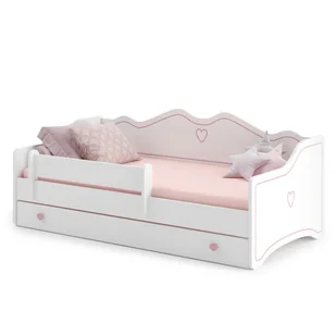 Łożko dziecięce EMMA z szufladą i barierką 140x70 różowy - Łóżka dla dzieci i młodzieży - miniaturka - grafika 1