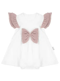 Dziewczęce Sukienko-body krótki rękaw Białe Nicol,r.80 - Body dla niemowląt - miniaturka - grafika 1