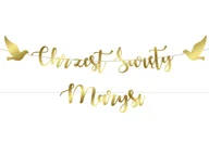 Dekoracje sali - Baner z napisem Chrzest Święty złoty + imię - miniaturka - grafika 1