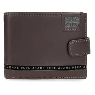 Pepe Jeans Pasek poziomy portfel zatrzaskowy brązowy 11x8,5x1 cm Skóra by Joumma Bags, Brązowy brązowy, Talla única, Portfel poziomy z zapięciem na klik - Paski - miniaturka - grafika 1