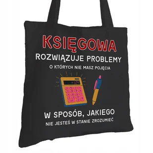 Torba Bawełniana dla Księgowej Czarna Na Prezent ekologiczna Trwały Nadruk - Torby i wózki na zakupy - miniaturka - grafika 1