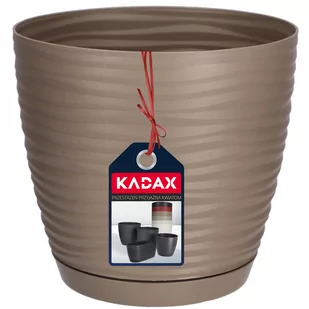 Doniczka na kwiaty okrągła z podstawką 17 cm, beżowa - Donice - miniaturka - grafika 1