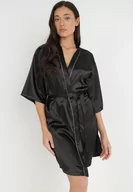 Szlafroki damskie - Czarny Szlafrok Aedora - miniaturka - grafika 1
